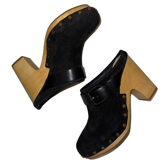 Brand New Veronica Beard Dacey Black Suede Clog Mules Size 9 - Picture 8 of 13